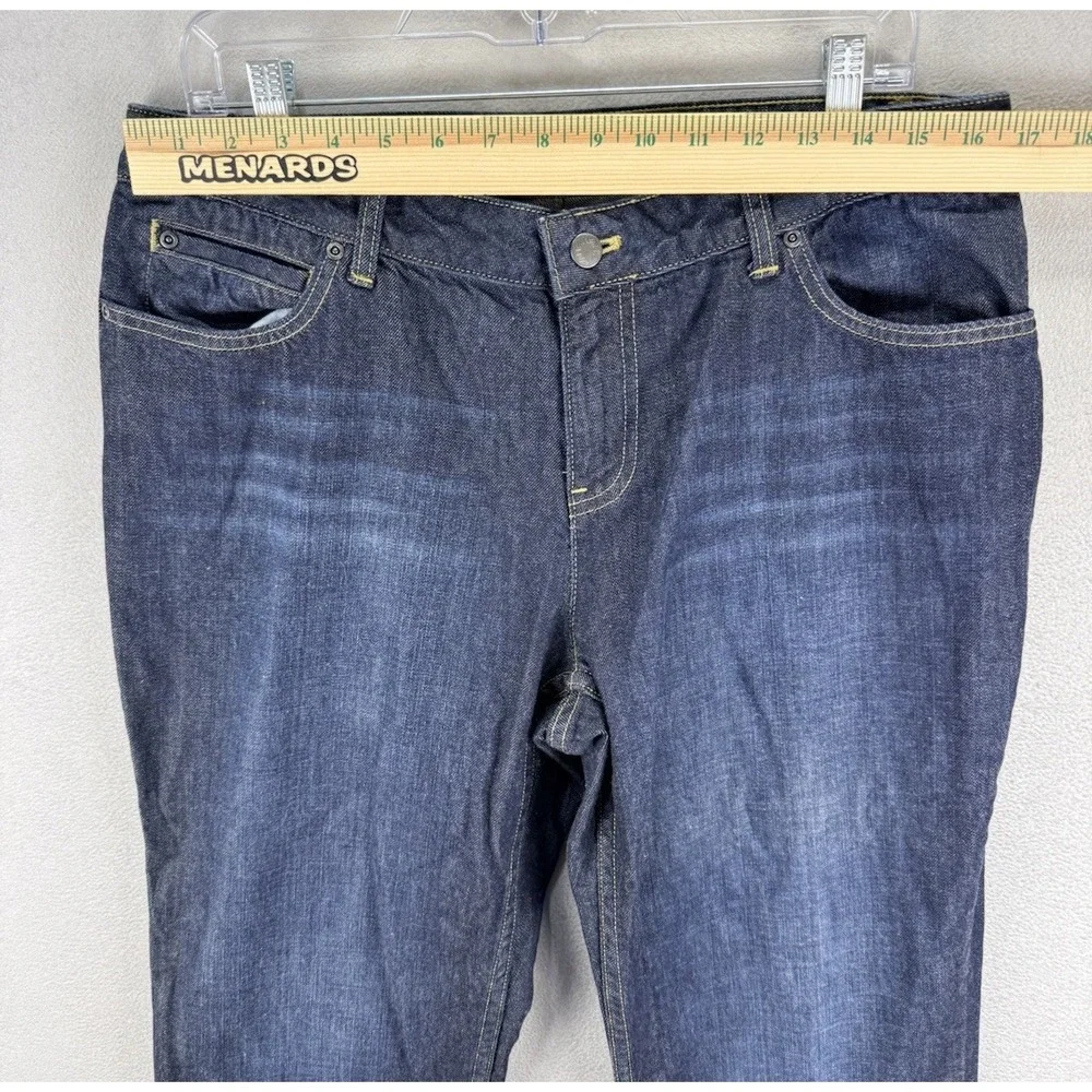 J Jill Jeans Women's Sz 12 Slim Straight Mid-Rise‎ Dark Wash Everyday Blue Denim